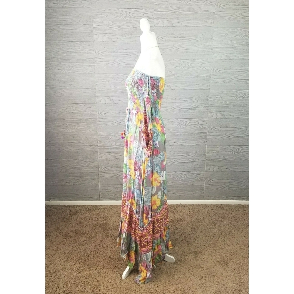 ALTAR'D STATE // flowy boho-chic floral off shoulder smocked maxi dress - Picture 4 of 16